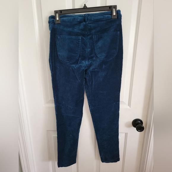 Modcloth Seasonal Svelte Women's Teal Blue Velvet Skinny Pants Size 6 - Picture 2 of 5